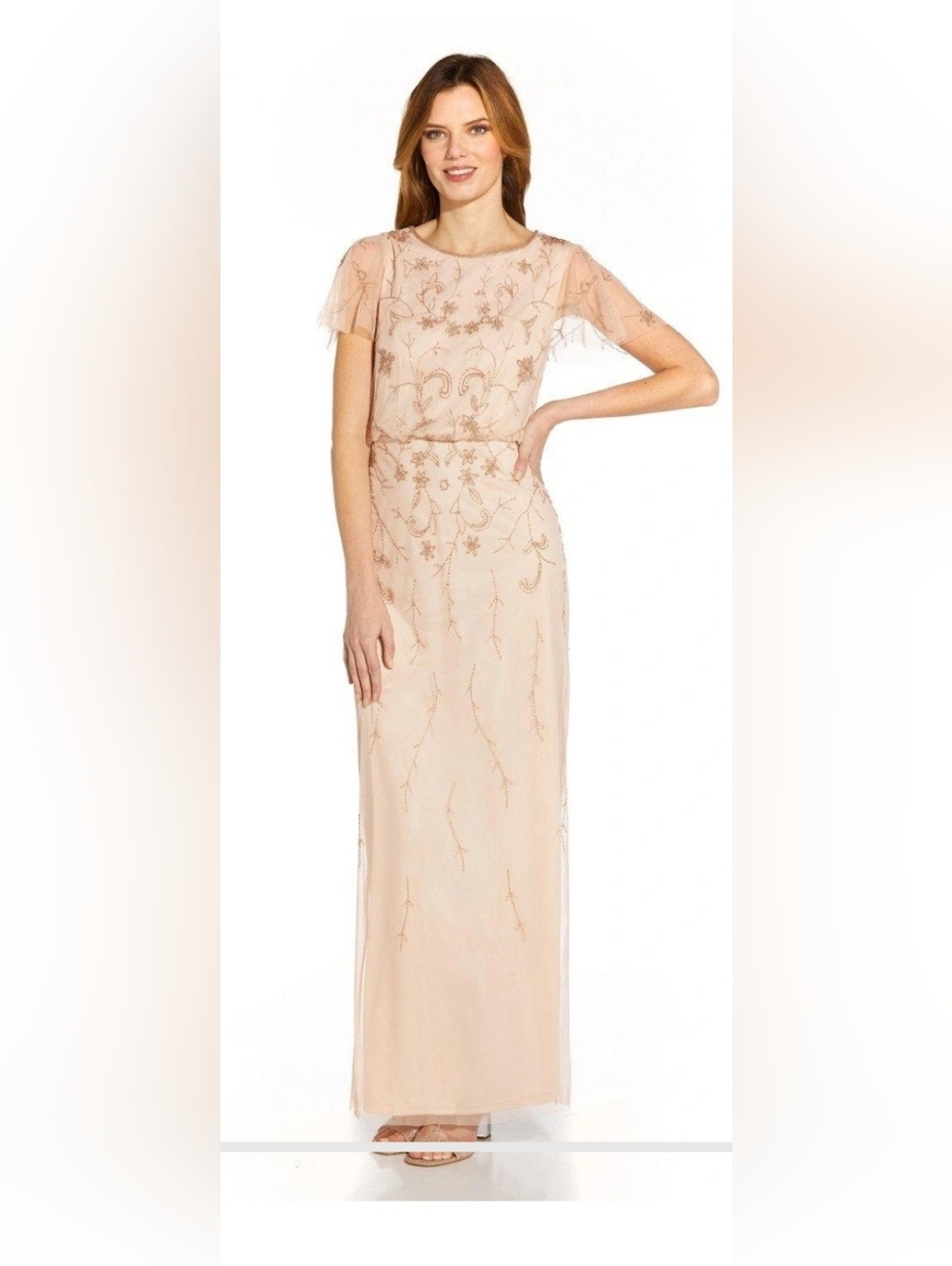 NWOT! Embroidered Papell Studio Anthro Formal Maxi Dress Women's Blouson Gown 4